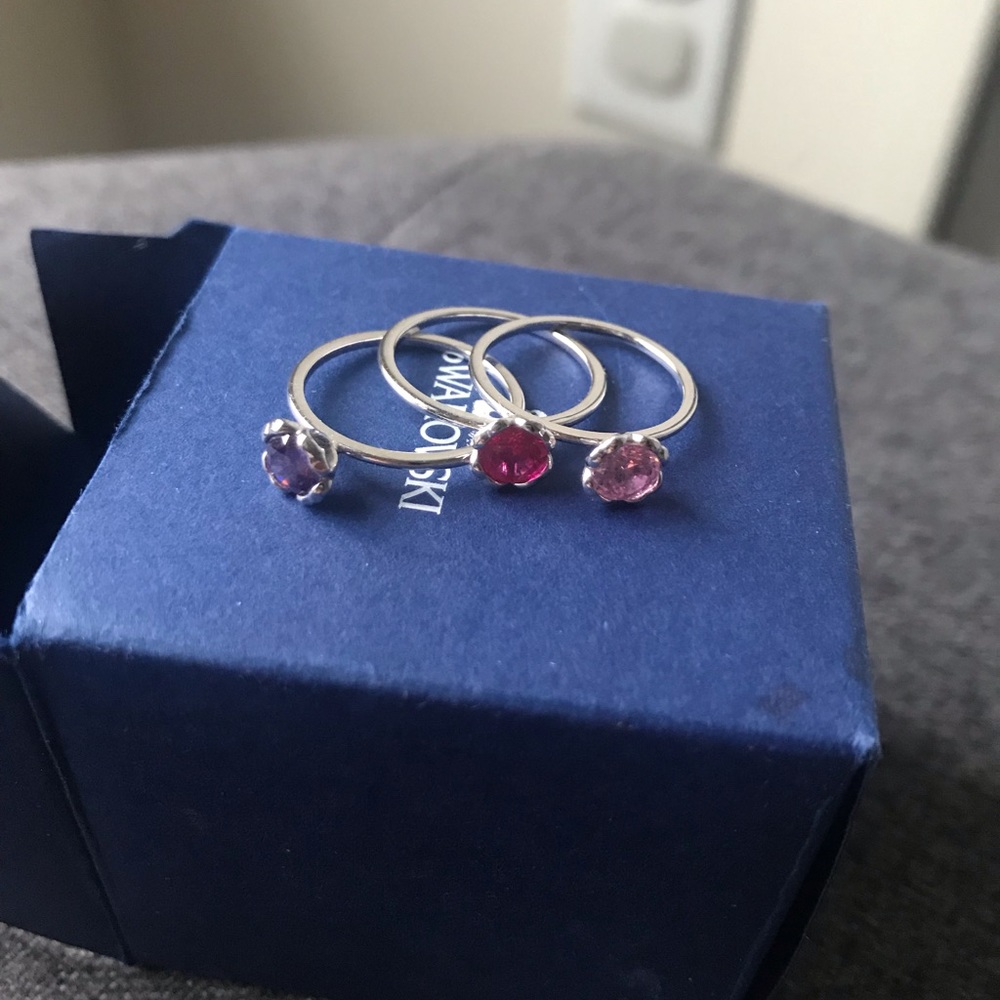 Swarovski stacker flower rings